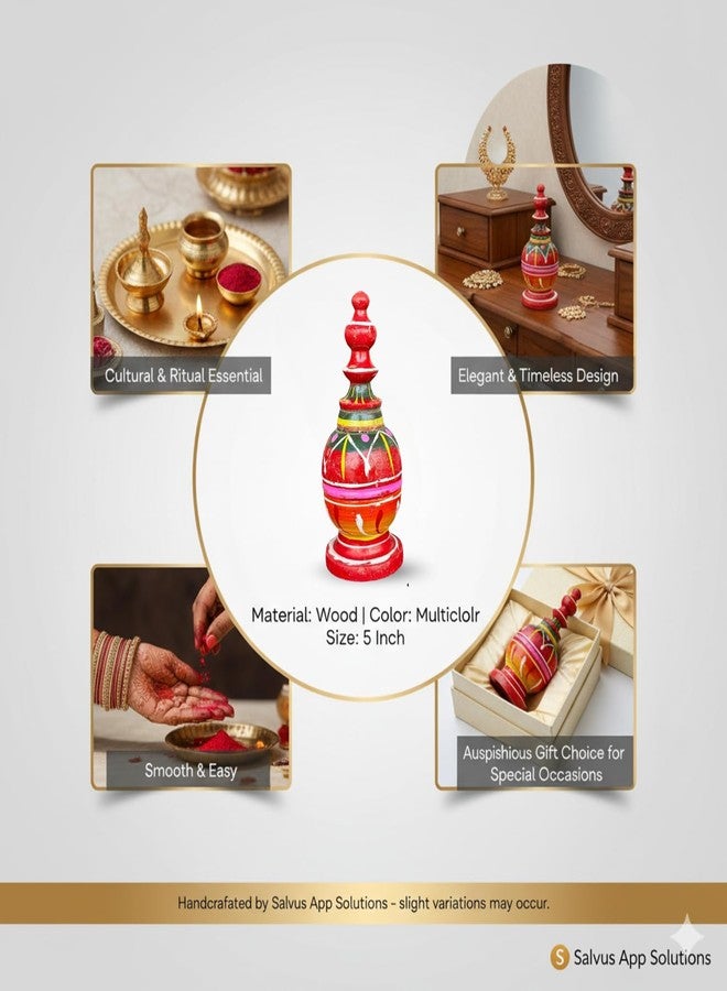 سالفوس أب سولوشنز Salvus APP SOLUTIONS صندوق سندور دائري متعدد الألوان مصنوع يدويًا/سيندور داني/سيندور ديبي لبوجا والمرافق (5 بوصات) - Image 3